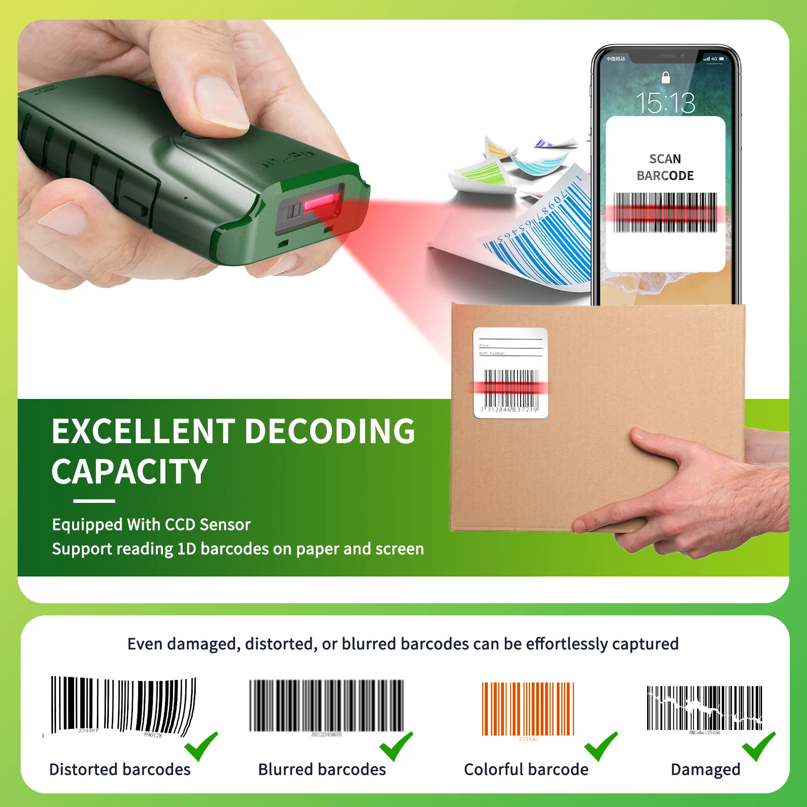 E740 Portable Wireless 1D Barcode Scanner - Image 7