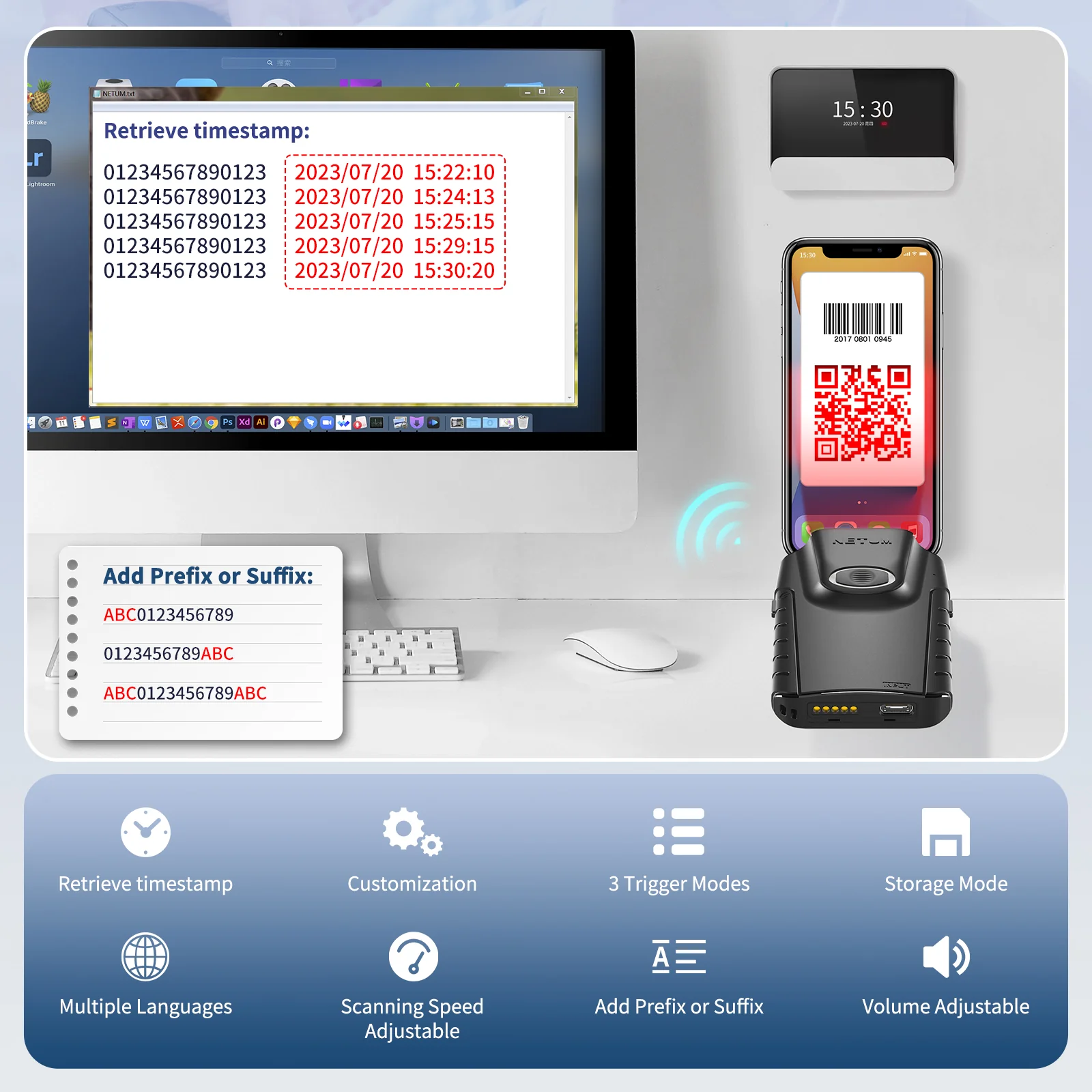 E800 Portable Wireless 2D Barcode Scanner - Image 6