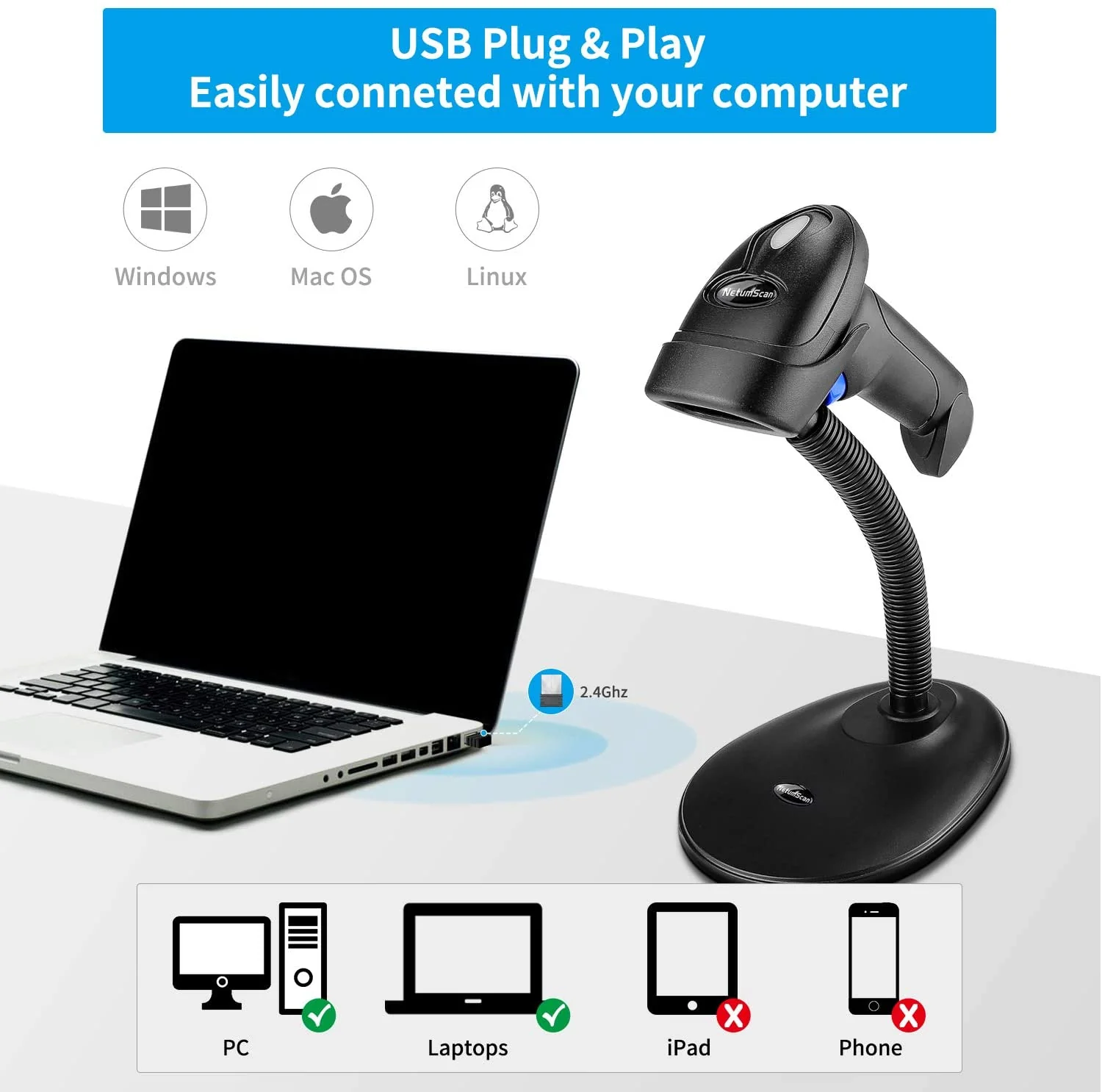 L6S Wireless 1D Handheld Barcode Scanner - Image 3