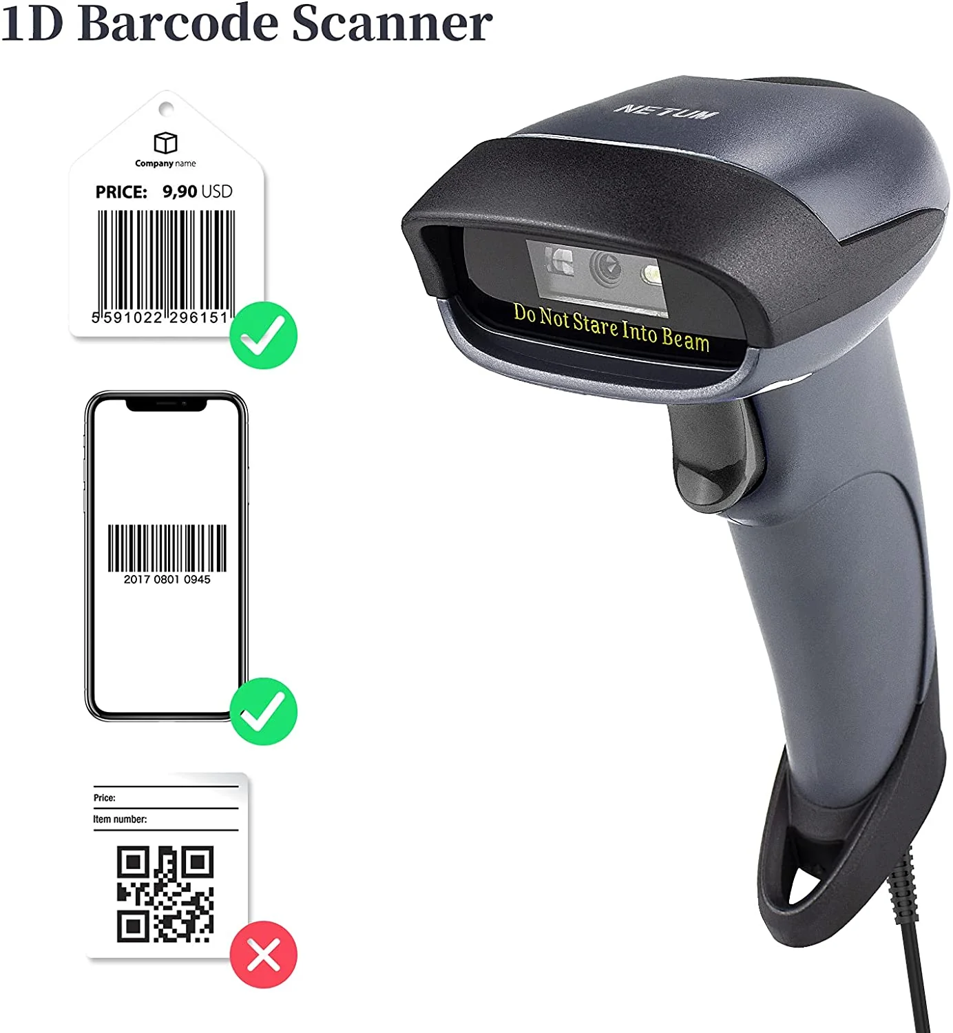 M3S USB 1D Handheld Barcode Scanner - Image 6