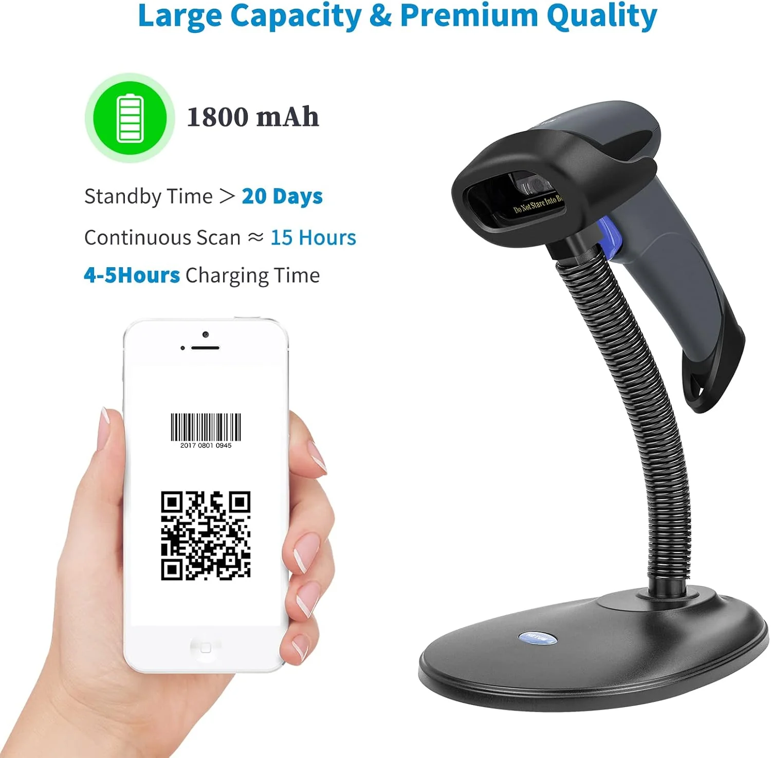 M8S Wireless Handheld Barcode Scanner with Stand - Image 4