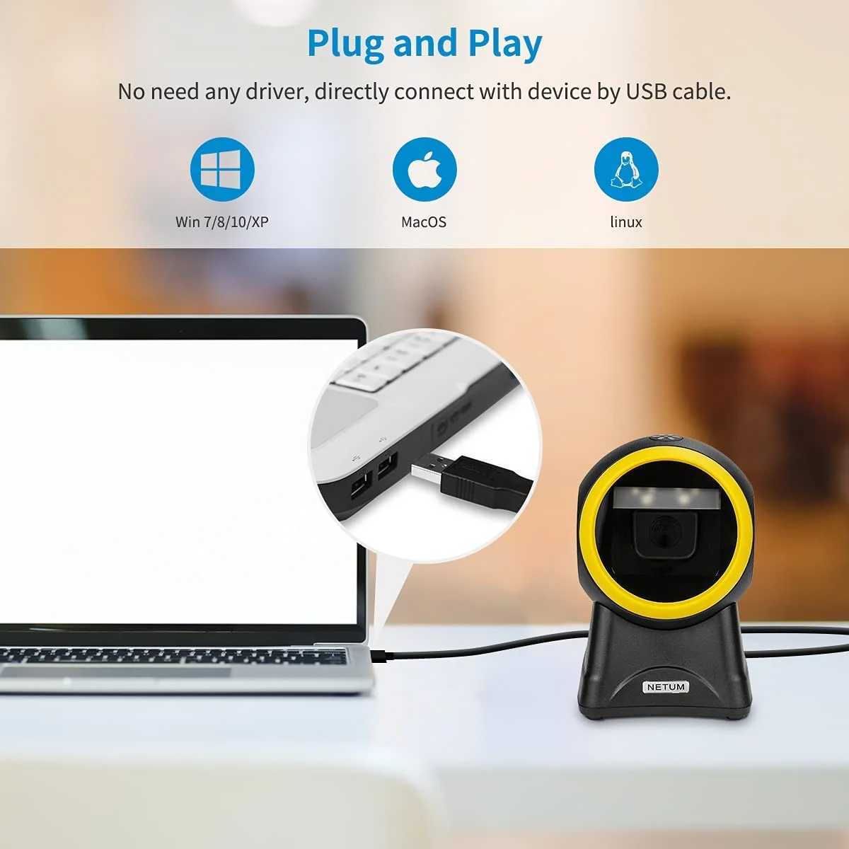 NT-2050 / 2055M USB 2D Hands-Free Barcode Scanner - Image 8
