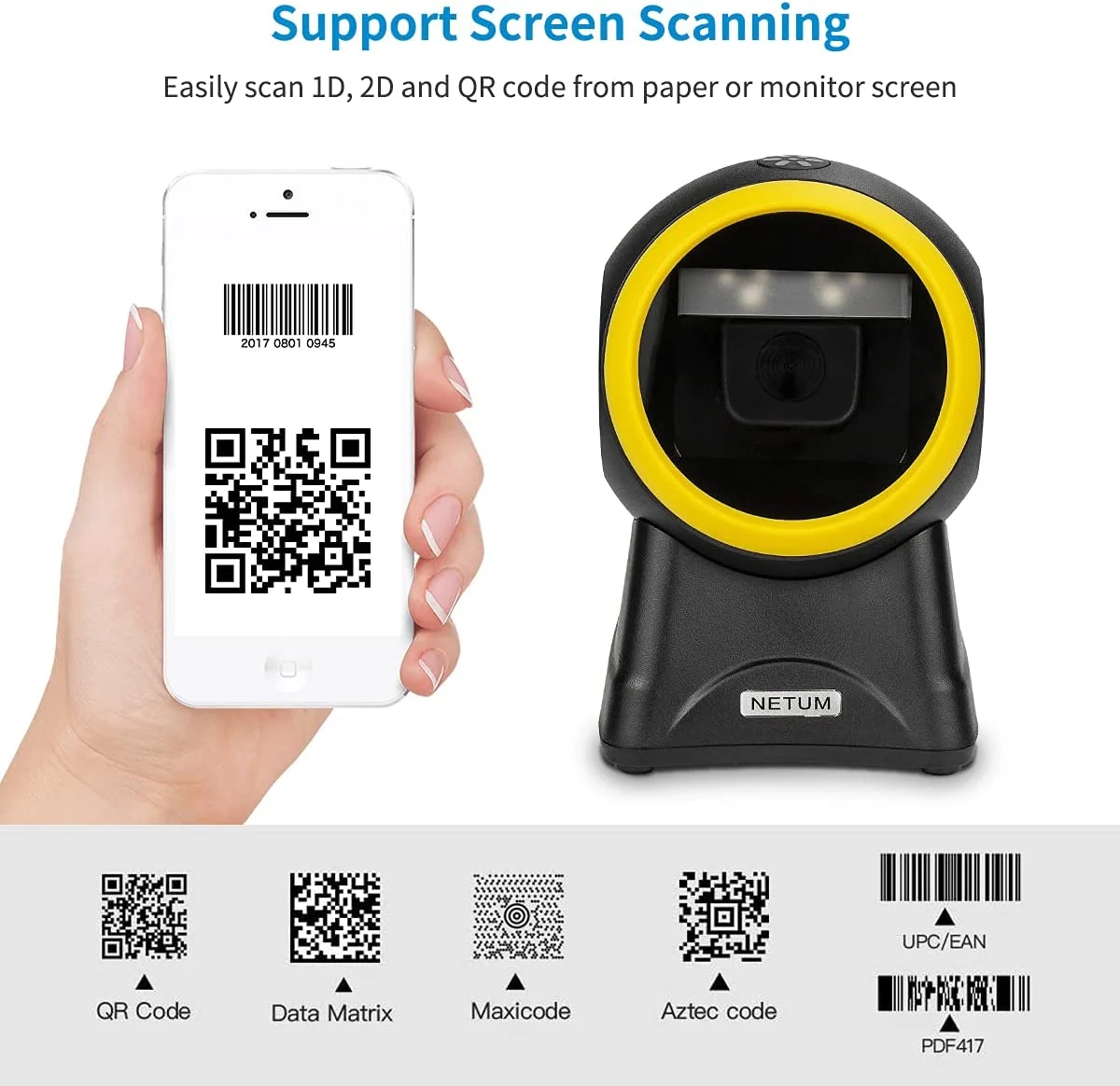 NT-2050 / 2055M USB 2D Hands-Free Barcode Scanner - Image 9