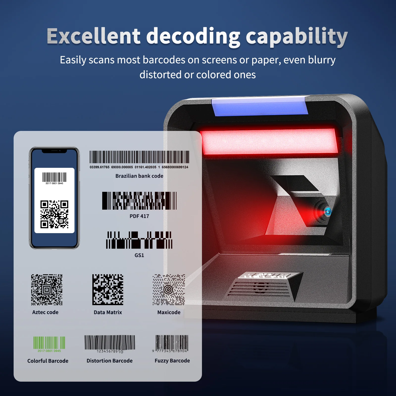 NT-2085 PRO USB 2D Desktop Barcode Scanner - Image 4